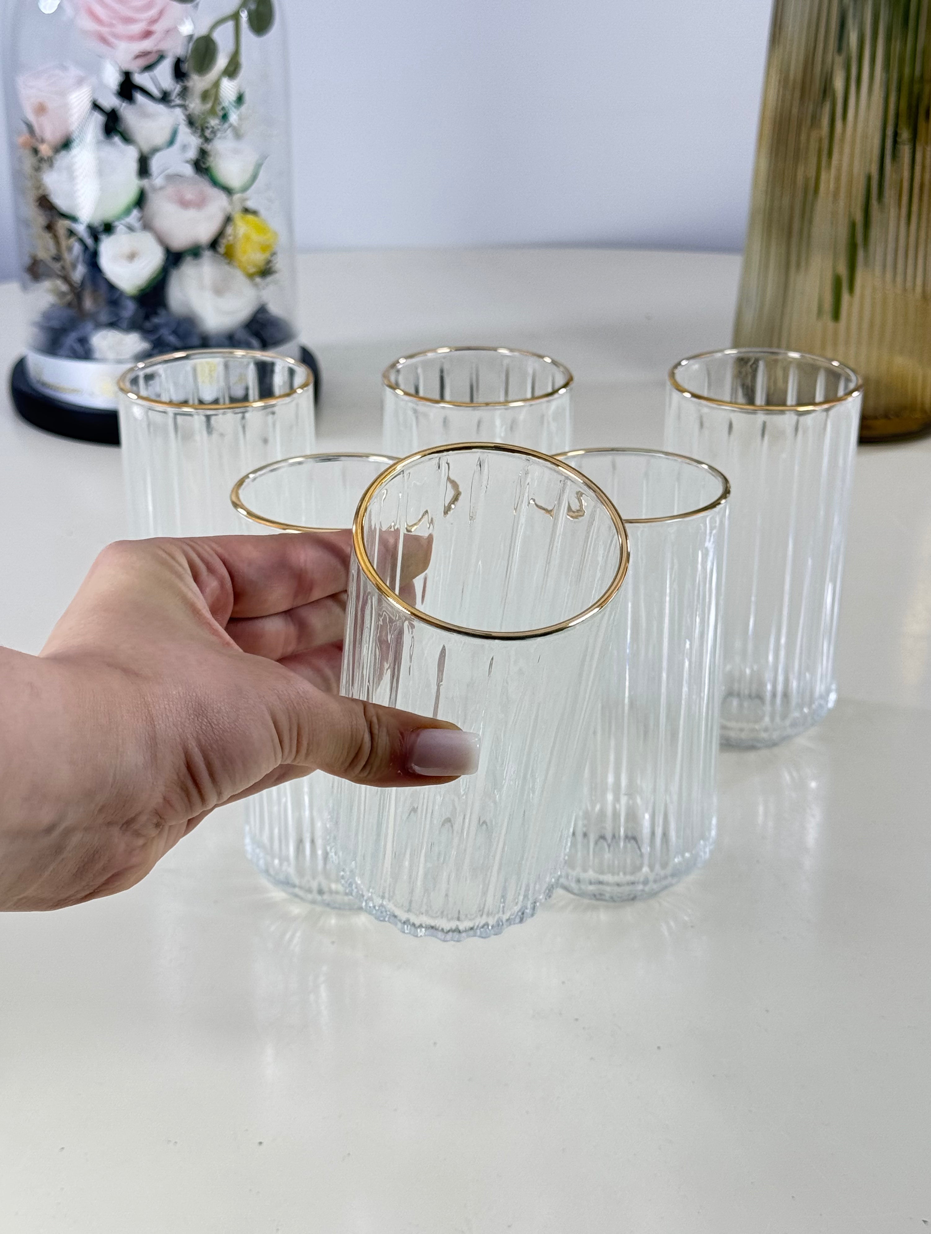 verres à eau avec bordure dorée Bol brillant
