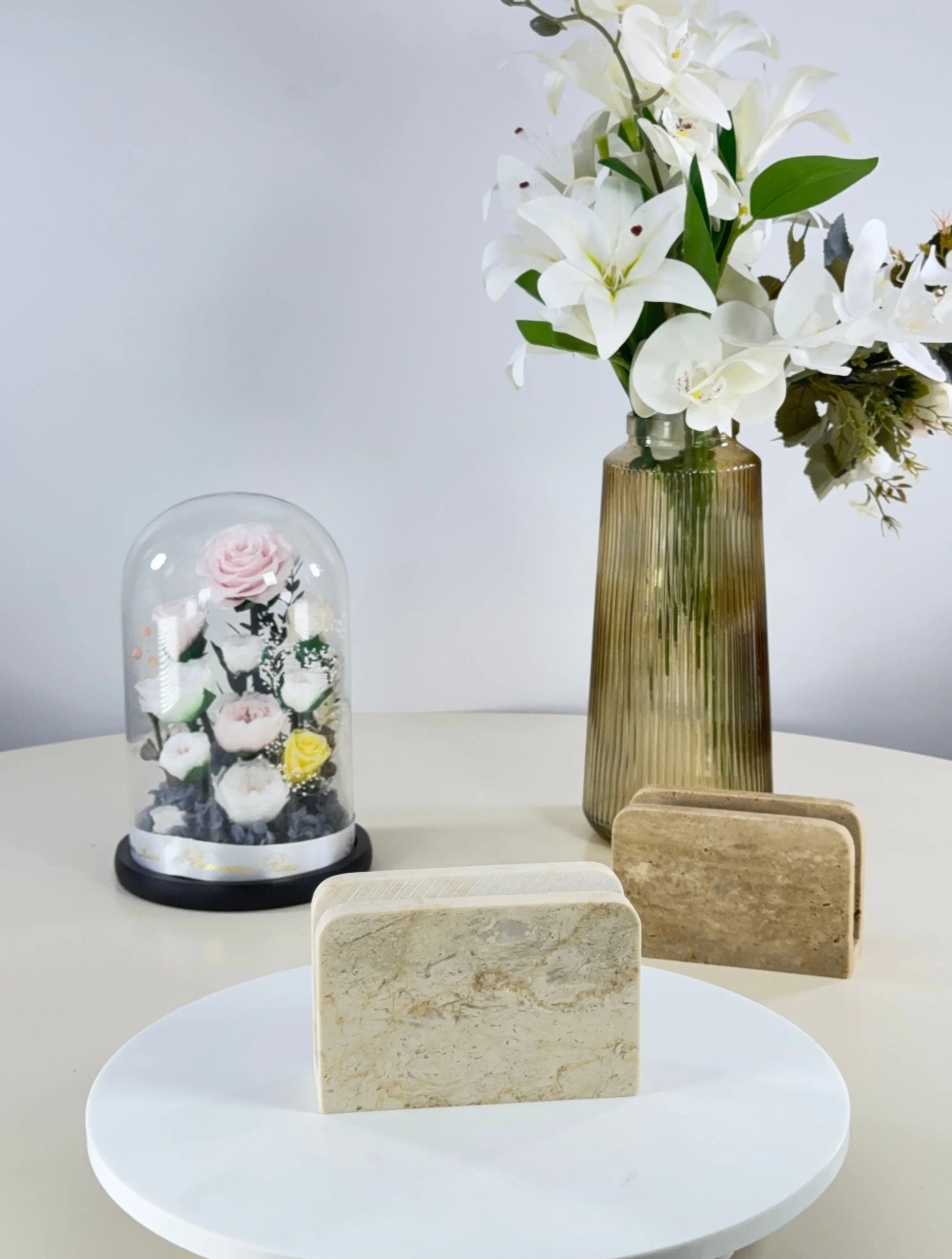 Porte-serviettes en marbre naturel Bol brillant