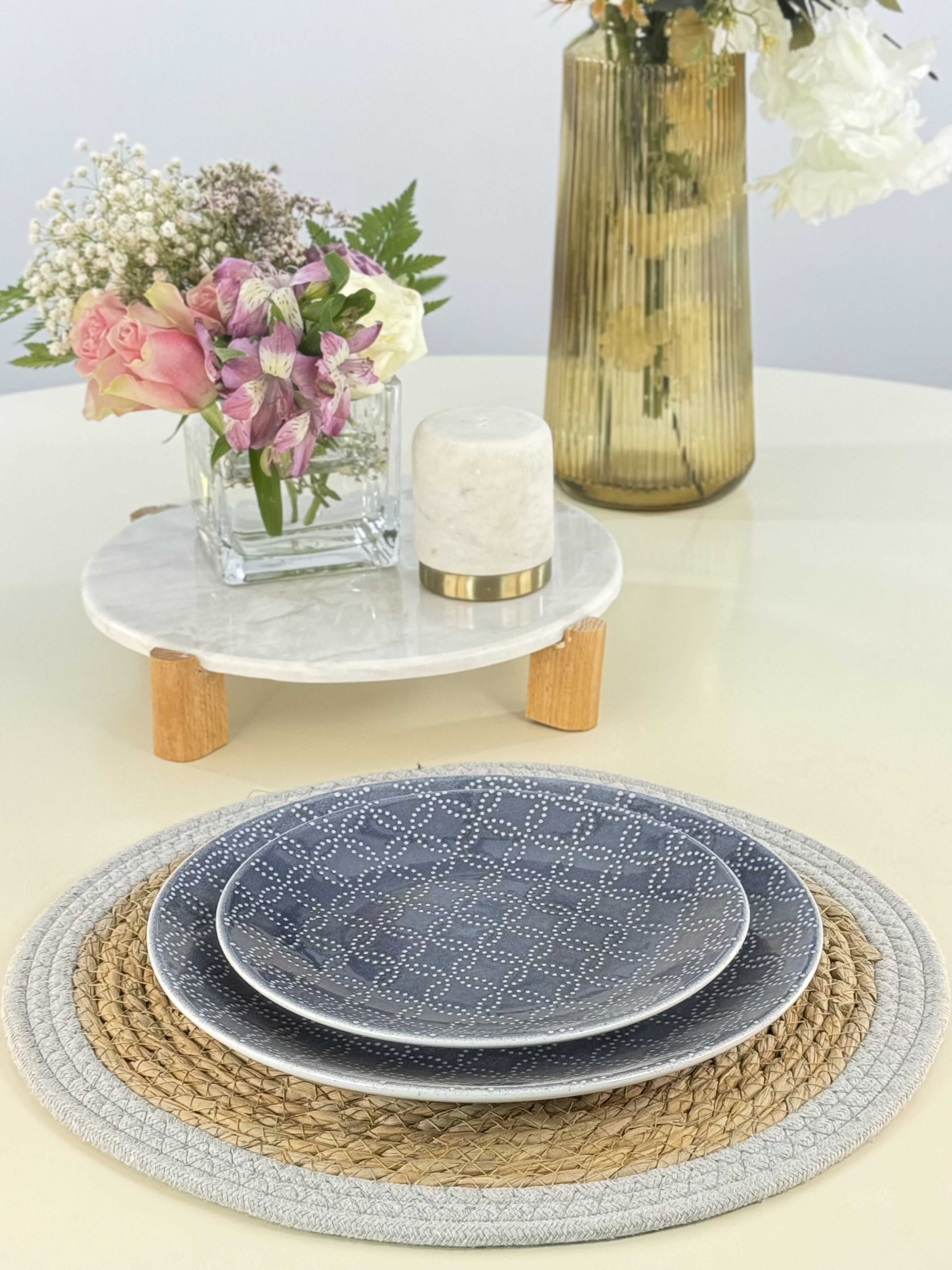 services bleu a motif SG Bol brillant