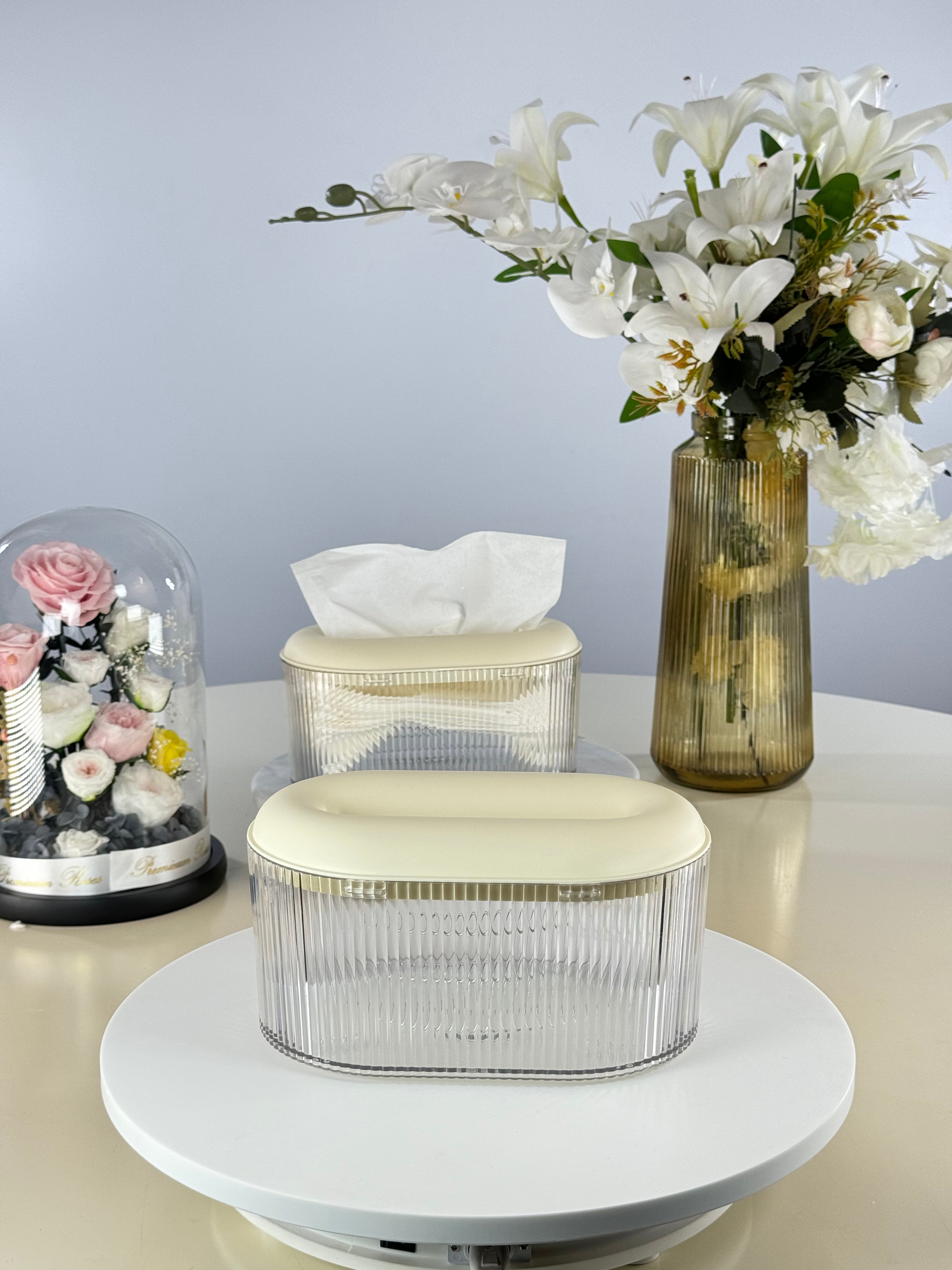 boite a mouchoir strié Bol brillant