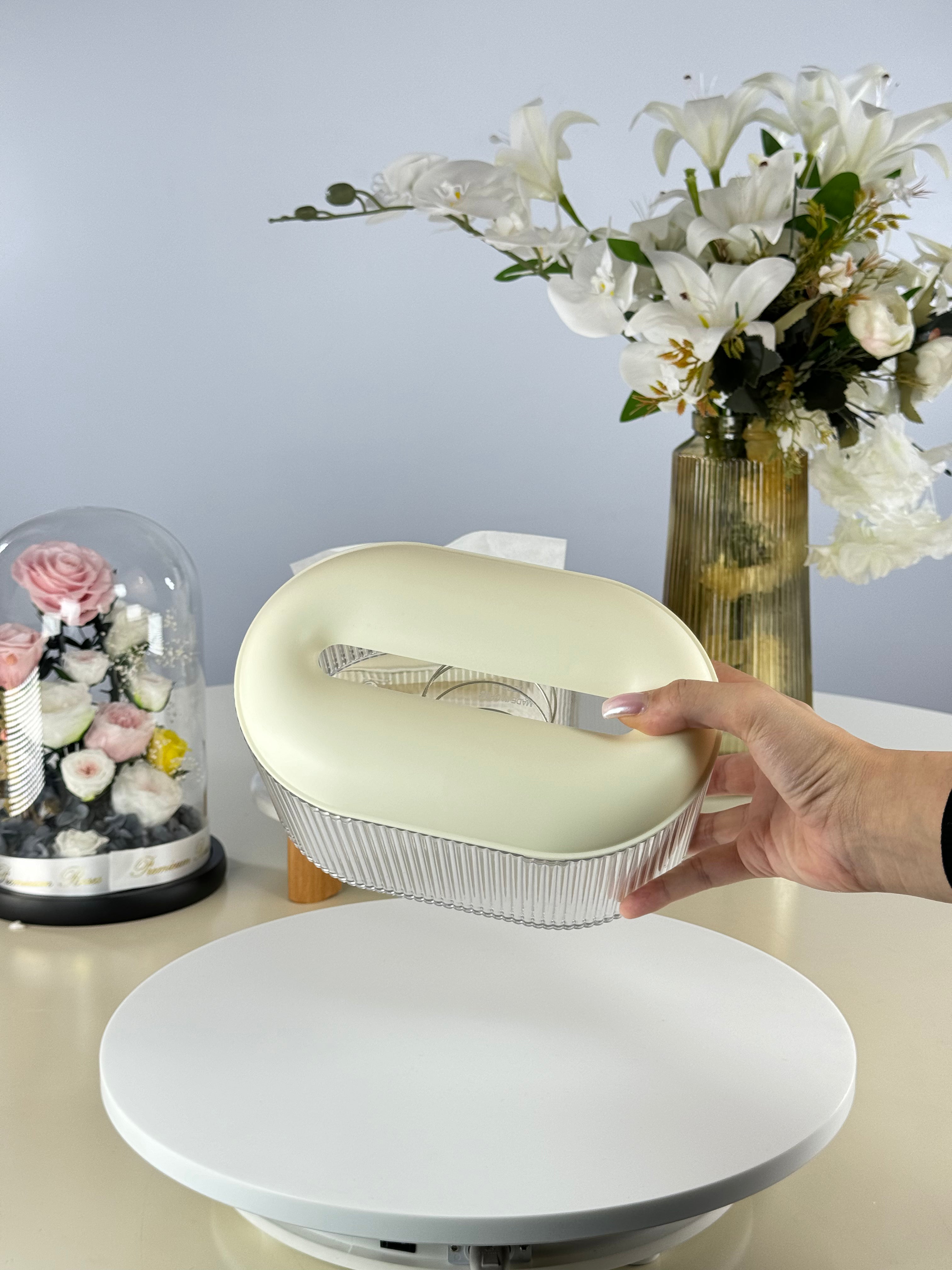 boite a mouchoir strié Bol brillant