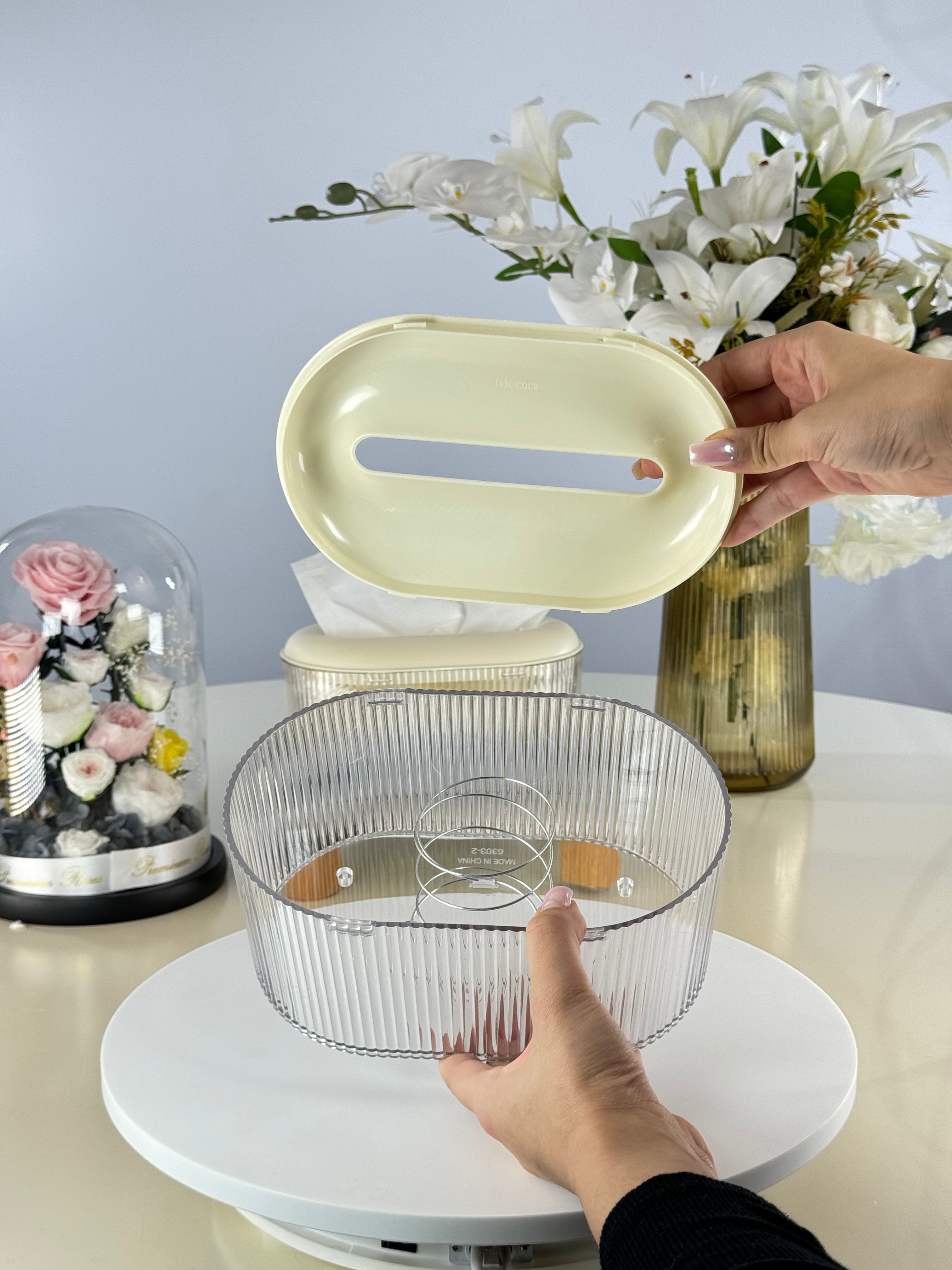 boite a mouchoir strié Bol brillant