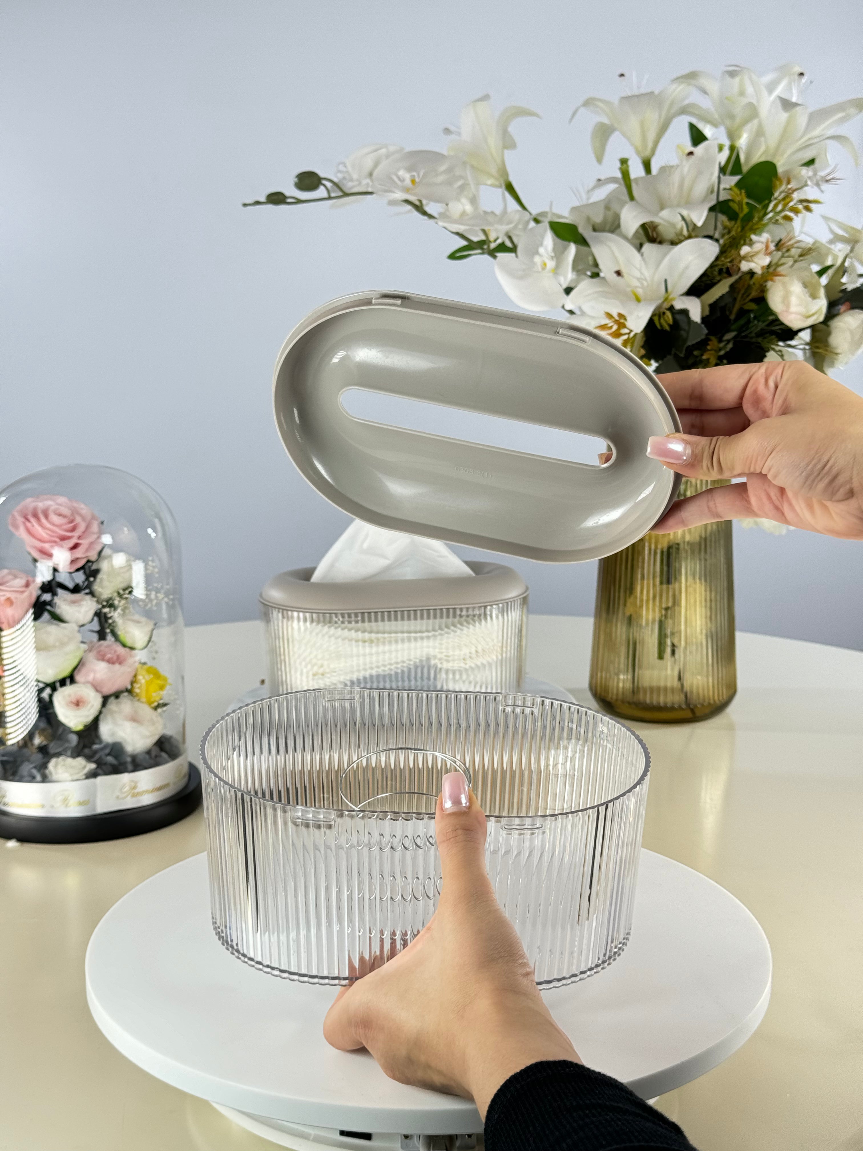 boite a mouchoir strié Bol brillant