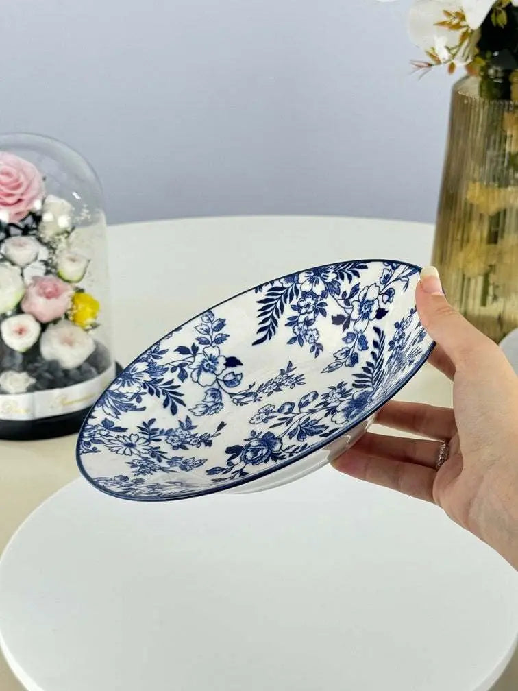 service floral bleu raffiné Bol brillant