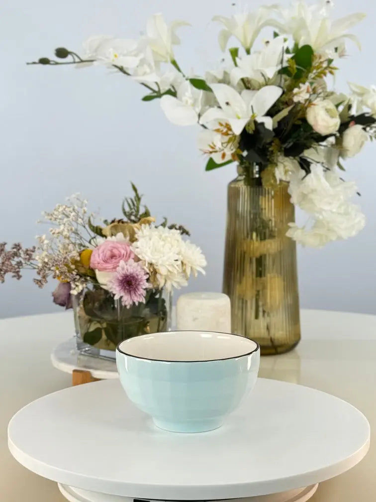 Bols+assiette 600 DA/personne  ROSE ou BLEU Bol brillant