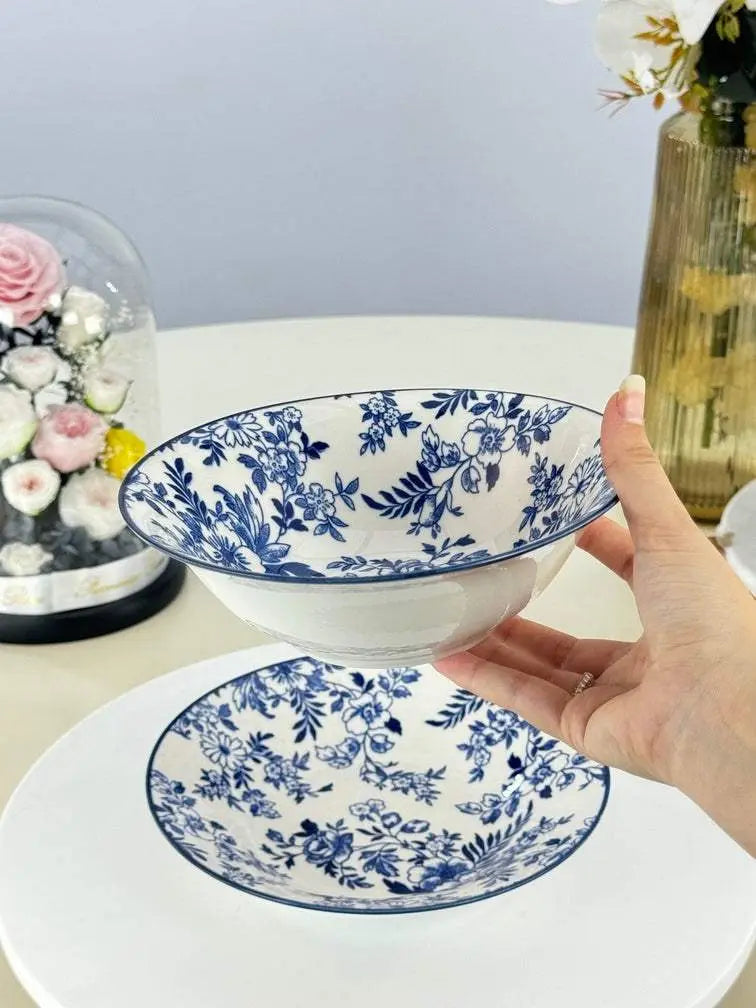 service floral bleu raffiné Bol brillant