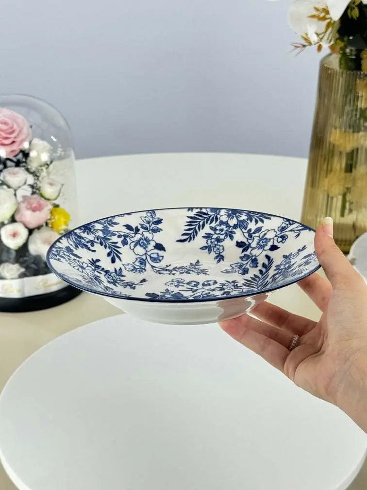 service floral bleu raffiné Bol brillant